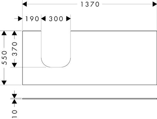 Hansgrohe Konsole Xevolos E 1370 / 550 mm mit Ausschnit.li für WTge 500 / 480 mm SBma, 1370 x 550 mm Bild 2