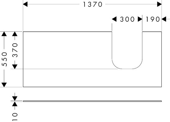 Hansgrohe Konsole Xevolos E 1370 / 550 mm mit Ausschnit.re für WTge 500 / 480 mm, 1370 x 550 mm, Farbe weiß Bild 3