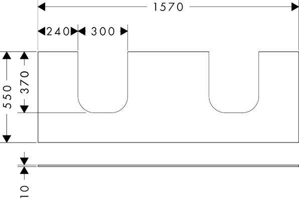 Hansgrohe Konsole Xevolos E 1570 / 550 mm mit 2 Ausschnit.für WTge 600 / 480 mm SGma, 1570 x 550 mm Bild 3