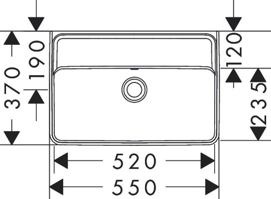 Hansgrohe Waschtisch Compact Xanuia Q 550 x 370 mm, ohne Hahnloch mit Überlauf weiss, 165 x 370 mm, Farbe weiß Bild 5