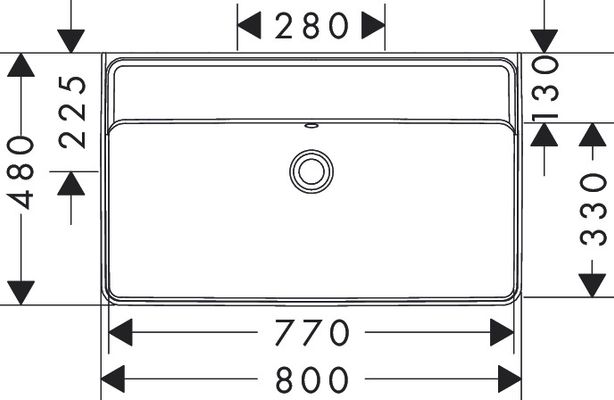 Hansgrohe Aufsatzwaschtisch geschli.Xanuia Q 800 / 480 mm ohne Hahnloch, mit Überlauf weiss, 170 x 480 mm, Farbe weiß Bild 5