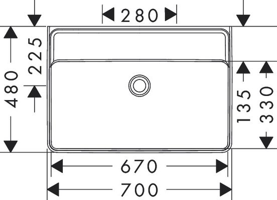 Hansgrohe Waschtisch Xanuia Q 700 x 480 mm, ohne Hahnloch u.Überlauf, SMC weiss, 170 x 480 mm, Farbe weiß Bild 5