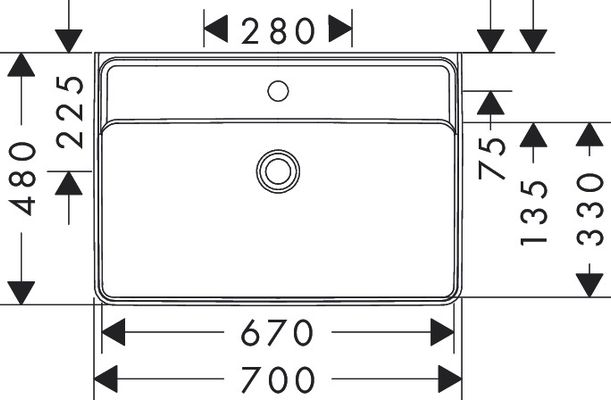 Hansgrohe Waschtisch Xanuia Q 700 x 480 mm mit Hahnloch, ohne Überlauf weiss, 170 x 480 mm, Farbe weiß Bild 5