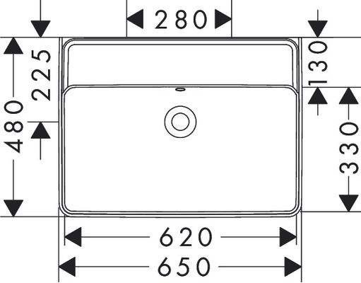 Hansgrohe Waschtisch Xanuia Q 650 x 480 mm, ohne Hahnloch mit Überlauf weiss, 170 x 480 mm, Farbe weiß Bild 5