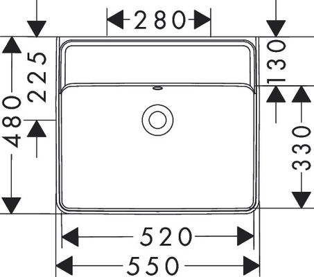 Hansgrohe Waschtisch Xanuia Q 550 x 480 mm, ohne Hahnloch mit Überlauf weiss, 170 x 480 mm, Farbe weiß Bild 5