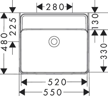 Hansgrohe Waschtisch Xanuia Q 550 x 480 mm, ohne Hahnloch u.Überlauf weiss, 170 x 480 mm, Farbe weiß Bild 5