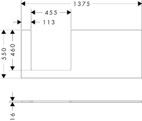 Hansgrohe Konsole Xilesa E mit Ausschnitt links Aufsatzwasch.ge ECHK, 1375 x 550 mm, Farbe eiche kaschmir Bild 3