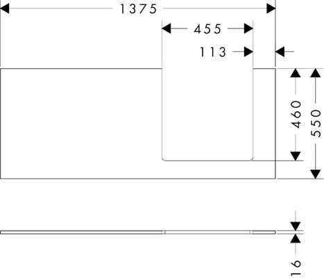 Hansgrohe Konsole Xilesa E mit Ausschnitt rechts Aufsatzwasch.ge ECHK, 1375 x 550 mm, Farbe eiche kaschmir Bild 2