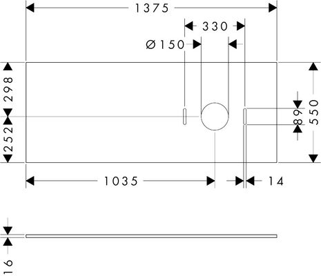 Hansgrohe Konsole Xilesa E mit Ausschnitt re.Aufsatzwasch.ohne Hl SGma, 1375 x 550 mm, Farbe schiefergrau Bild 2