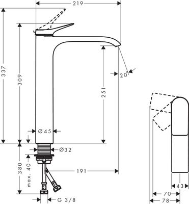 Hansgrohe Waschtischmischer 250 CoolSt.Vivenis, ohne Ablaufgarnitur Highriser BBC, Farbe black chrome Bild 2