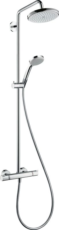 Hansgrohe Showerpipe Croma 220 1-strahlig, EcoSmart, 9 l/min, mit Thermostat, 1545 x 380 x 512 mm, Farbe chrom Bild 1