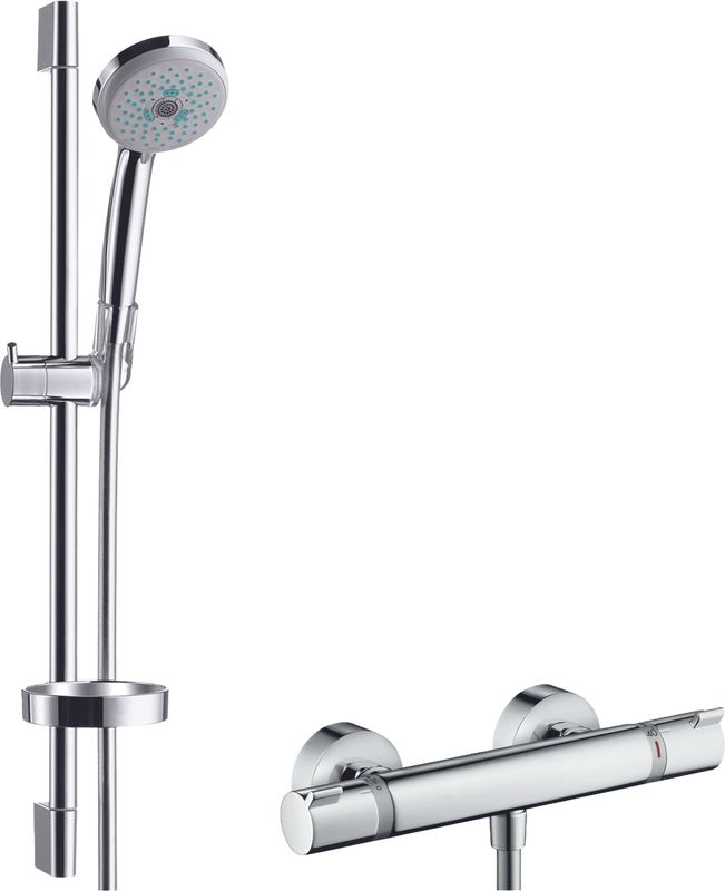 Hansgrohe Brausenkombi Croma 100 Multi / Ecostat Comfort und Brausenstange Unica'C 650 mm, Farbe chrom Bild 1