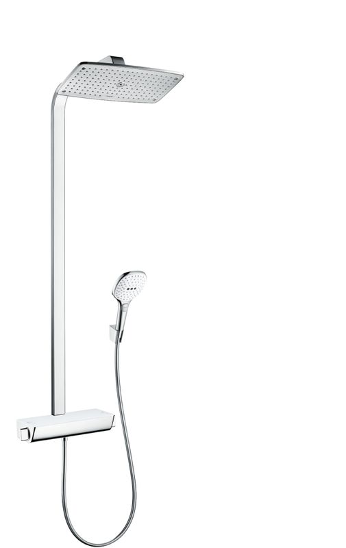 Hansgrohe Raindance Showerpipe Select E360, mit Thermostat, Brausea. 380 mm, weiss / chrom, 1269 x 380 x 559 x 476 mm, Farbe weiß, chrom Bild 1