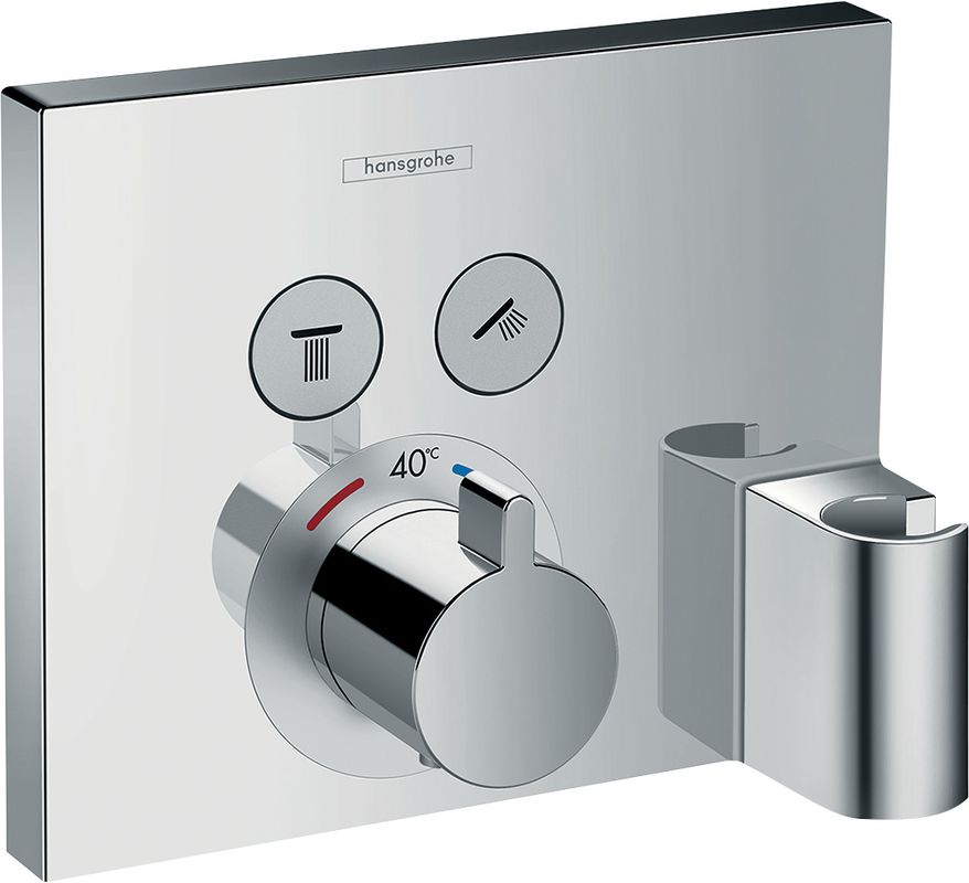 Hansgrohe Fertigset UP-Thermostat ShowerSelect, 2 Verbraucher, mit Fixfit u.Porter, 188 x 188 mm, Farbe chrom Bild 1