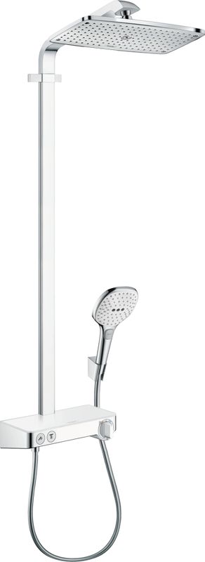 Hansgrohe Showerpipe Raindance Select E360 1jet, KB, HB und Thermostat AP, weiss / chrom, 1207 x 392 x 489 x 482 mm, Farbe weiß, chrom Bild 1