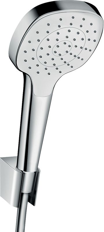 Hansgrohe Brausenset Croma Select E 1jet / Porter weiss / chrom Brauseschlauch 1600 mm, Farbe weiß, chrom Bild 1