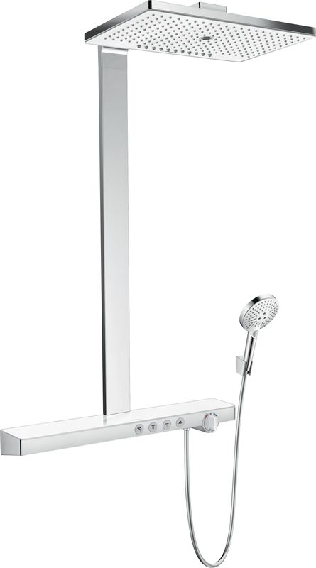 Hansgrohe Showerpipe Rainmaker Select E 460 3jet EcoSmart weiss / chrom, 1565 x 785 x 580 mm, Farbe weiß, chrom Bild 1