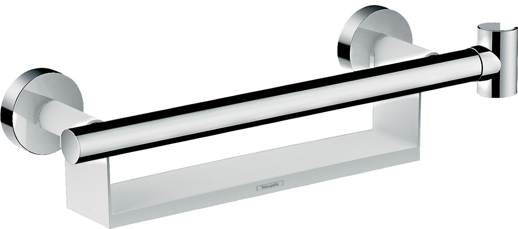Hansgrohe Haltegriff Comfort weiss / chrom, mit Brausenhalter und Ablage, Farbe weiß Bild 1