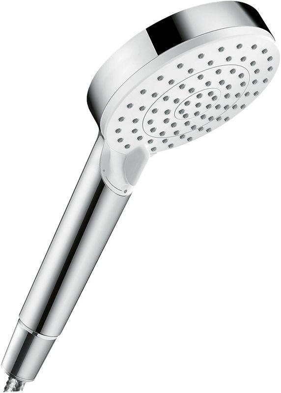 Hansgrohe Handbrause Crometta 100 Vario Green 2-strahlig, 6 l/min, weiss / chrom, 100 mm, Farbe weiß, chrom Bild 1