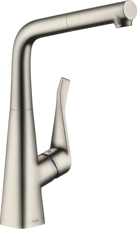 Hansgrohe Spültischmischer 320 Metris M71 Ausziehauslauf 1jet sBox edelstahl-optik, 356 mm, Farbe silber Bild 1