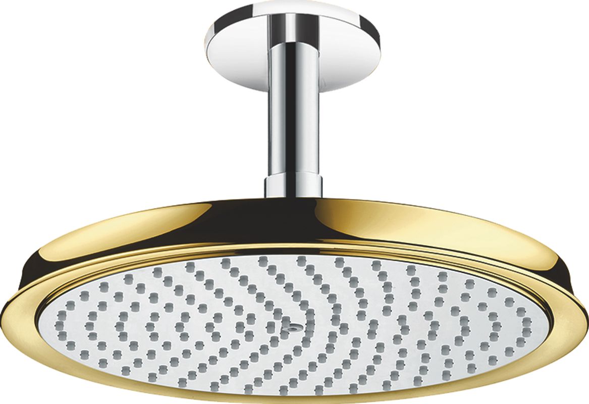 Hansgrohe Tellerkopfbrause Raindance Classic 240 mm Air chr./go.mit Deckenelement 100 mm, 171 x 270 x 270 mm, Farbe chrom, gold Bild 1