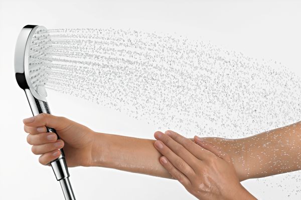Hansgrohe Handbrause Crometta 100 Vario Green 2-strahlig, 6 l/min, weiss / chrom, 100 mm, Farbe weiß, chrom Bild 7