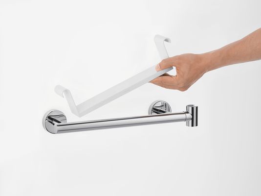 Hansgrohe Haltegriff Comfort weiss / chrom, mit Brausenhalter und Ablage, Farbe weiß Bild 6