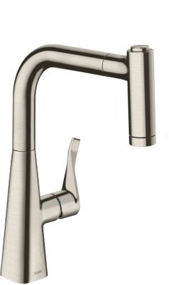 Hansgrohe Spültischmischer 220 Metris M71 Ausziehbrause 2jet edelstahl-optik, 332 mm, Farbe silber Bild 2