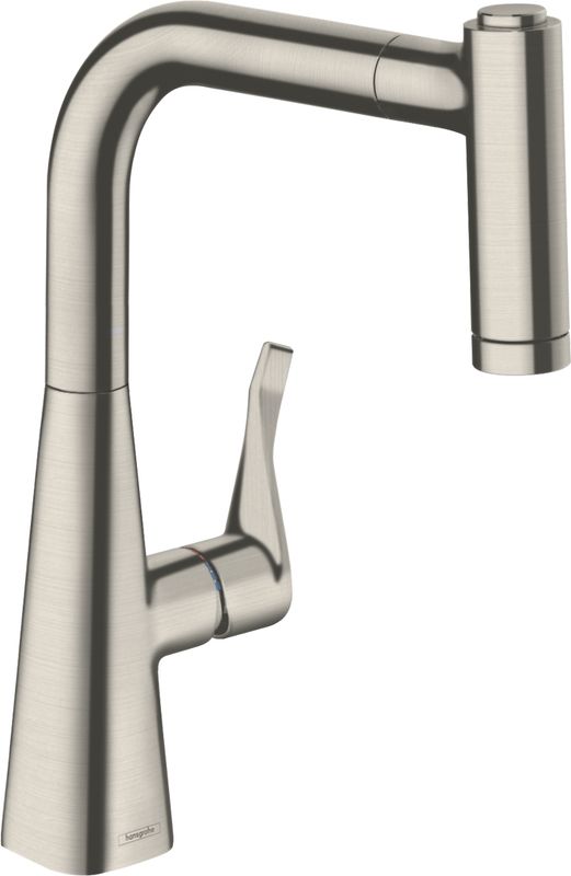 Hansgrohe Spültischmischer 220 Metris M71 Ausziehbrause 2jet sBox edelstahl-optik, 332 mm, Farbe silber Bild 1
