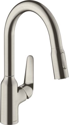 Hansgrohe Spültischmischer 180 Focus M42 Ausziehbrause 2jet edelstahl-optik, 364 mm, Farbe silber Bild 2