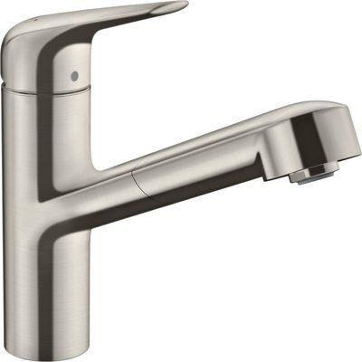 Hansgrohe Spültischmischer 150 Focus M42 Ausziehauslauf 1jet edelstahl-optik, 222 mm, Farbe silber Bild 2
