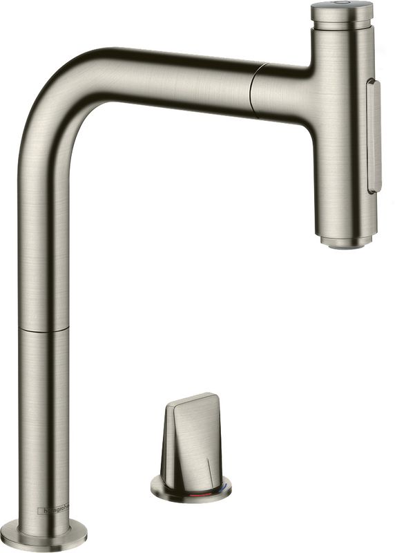 Hansgrohe 2-Loch SPTM 200 Metris Select M71 Ausziehbrause 2jet edelstahl-optik, 445 mm, Farbe silber Bild 1