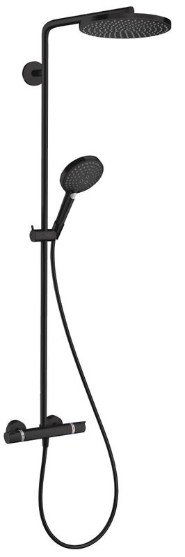 Hansgrohe Showerpipe Raindance Select S240 1jet, PowderRain, KB 240 mm, matt, 1109 x 305 x 582 x 582 mm, Farbe schwarz Bild 1