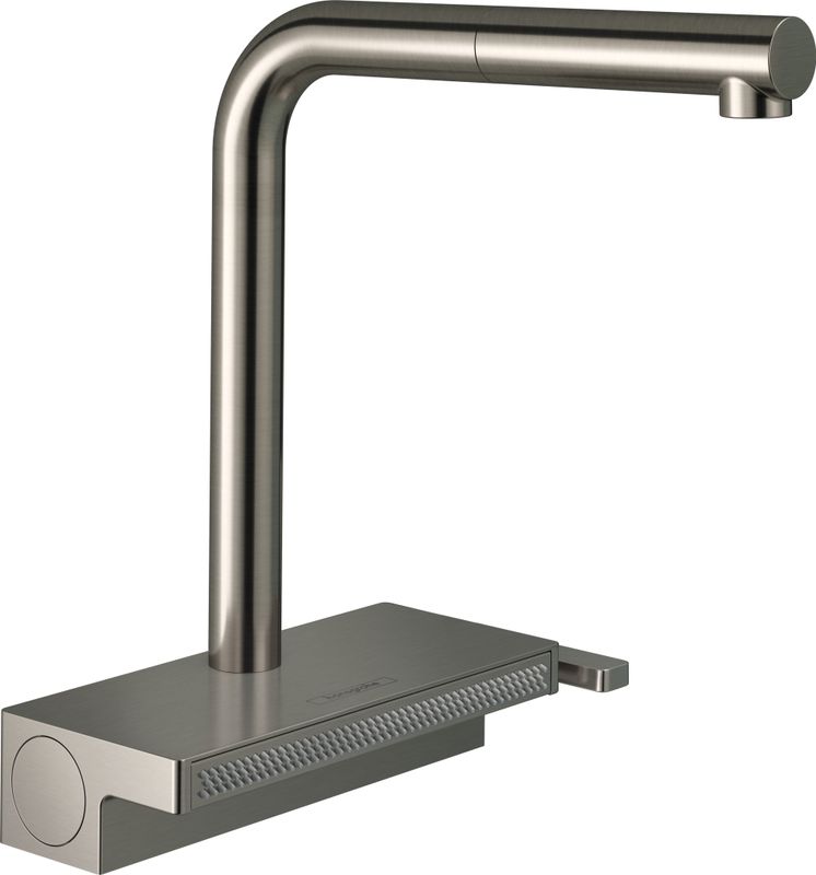 Hansgrohe Spültischmischer 250 Aquno Select M81 Ausziehauslauf 2jet steel, 281 mm, Farbe silber Bild 1