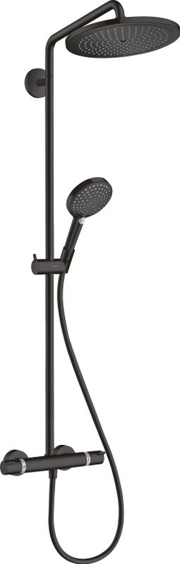 Hansgrohe Showerpipe Croma Select S 280 1jet, KB, HB u.Thermostat-AP, matt, 1439 x 304 x 539 x 539 mm, Farbe schwarz Bild 1