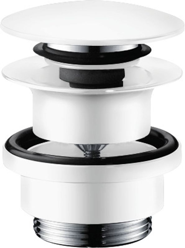 Hansgrohe Ablaufventil push-open, mit Überlaufloch, matt, DN 32, Farbe weiß Bild 1