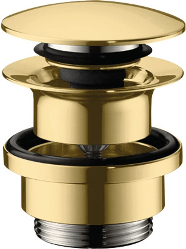 Hansgrohe Ablaufventil push-open PGO, mit Überlaufloch, DN 32, Farbe gold Bild 1