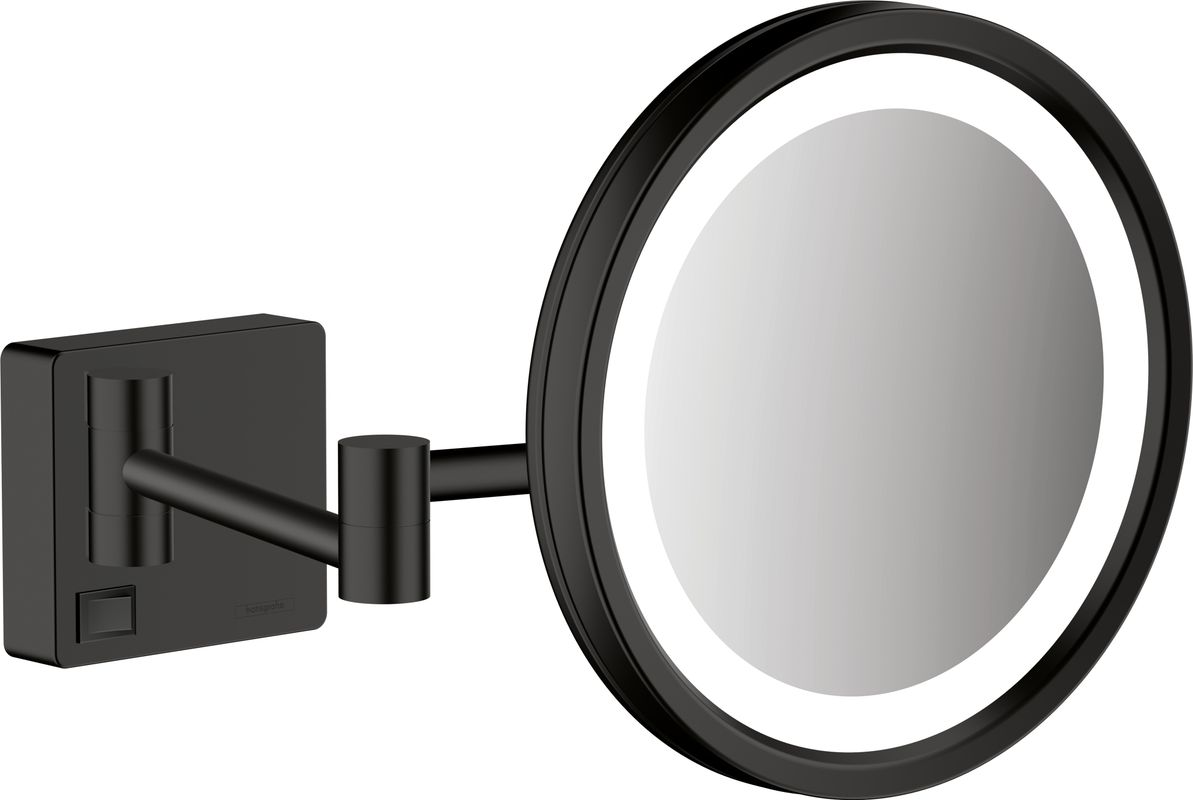 Hansgrohe Rasierspiegel AddStoris matt, mit LED Licht, 217 x 208 mm, Farbe schwarz Bild 1