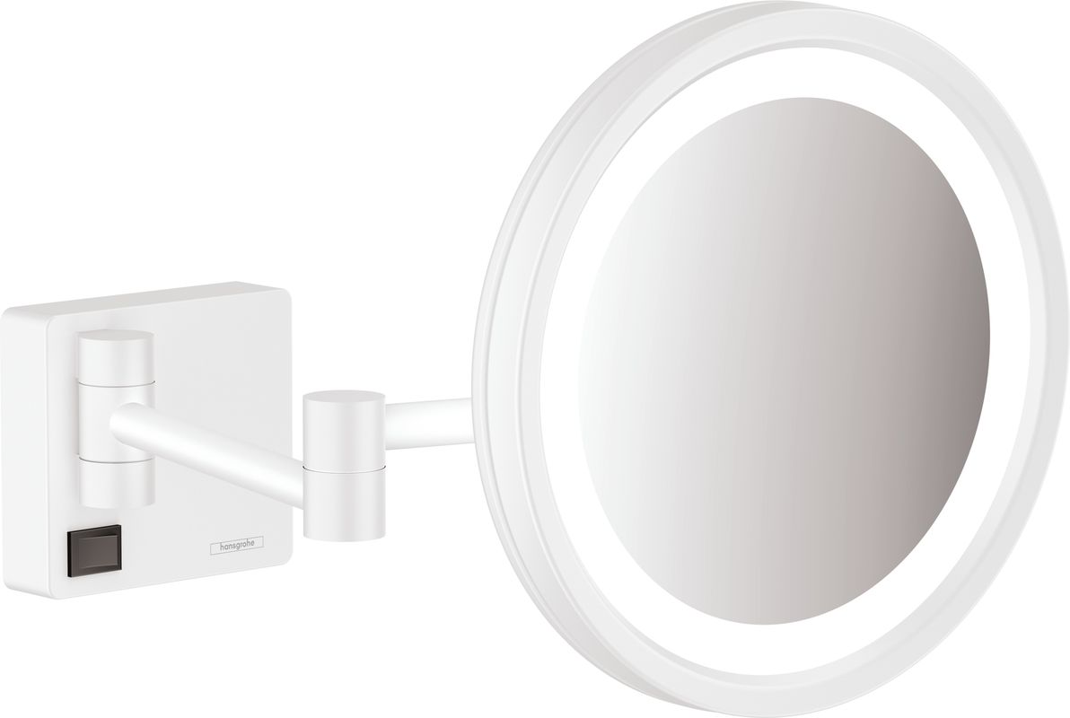 Hansgrohe Rasierspiegel AddStoris matt, mit LED Licht, 217 x 208 mm, Farbe weiß Bild 1