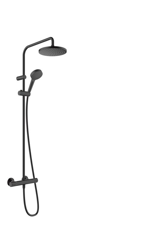 Hansgrohe Showerpipe Vernis Blend 200 1-strahlig, mit Thermostat, EcoSmart, 1424 x 276 x 512 mm, Farbe schwarz Bild 1