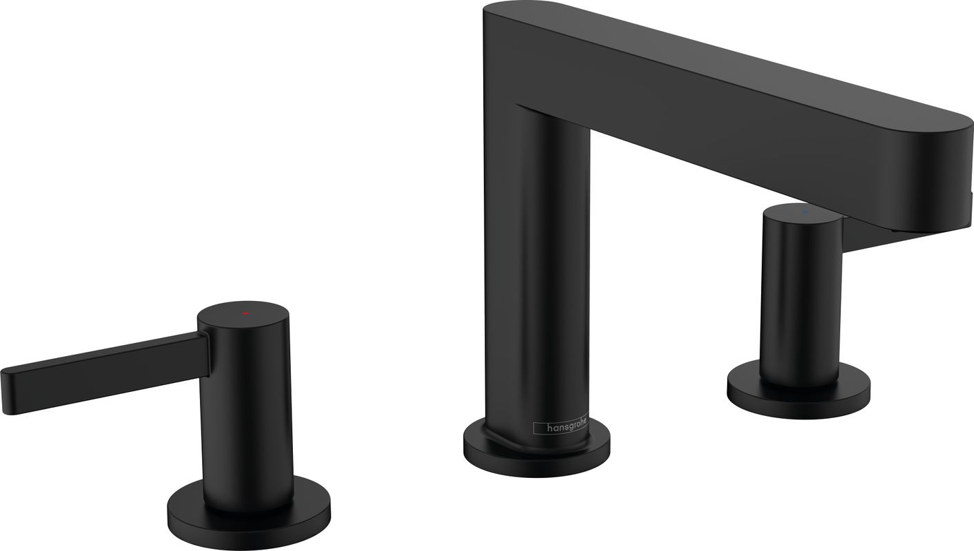 Hansgrohe 3-Loch Waschtischarmatur 110 Finoris, mit Push-Open Ablaufgarnitur matt, Farbe schwarz Bild 1