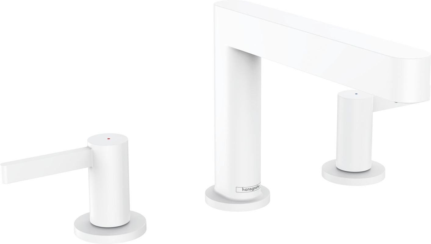 Hansgrohe 3-Loch Waschtischarmatur 110 Finoris, mit Push-Open Ablaufgarnitur matt, Farbe weiß Bild 1