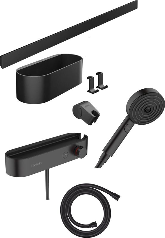 Hansgrohe Bundle WallStoris 105 3jet Brausethermosstat 700 matt, Farbe schwarz Bild 1