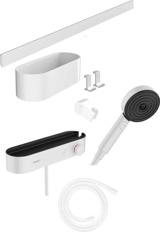 Hansgrohe Bundle WallStoris 105 3jet Brausethermosstat 700 matt, Farbe weiß Bild 1