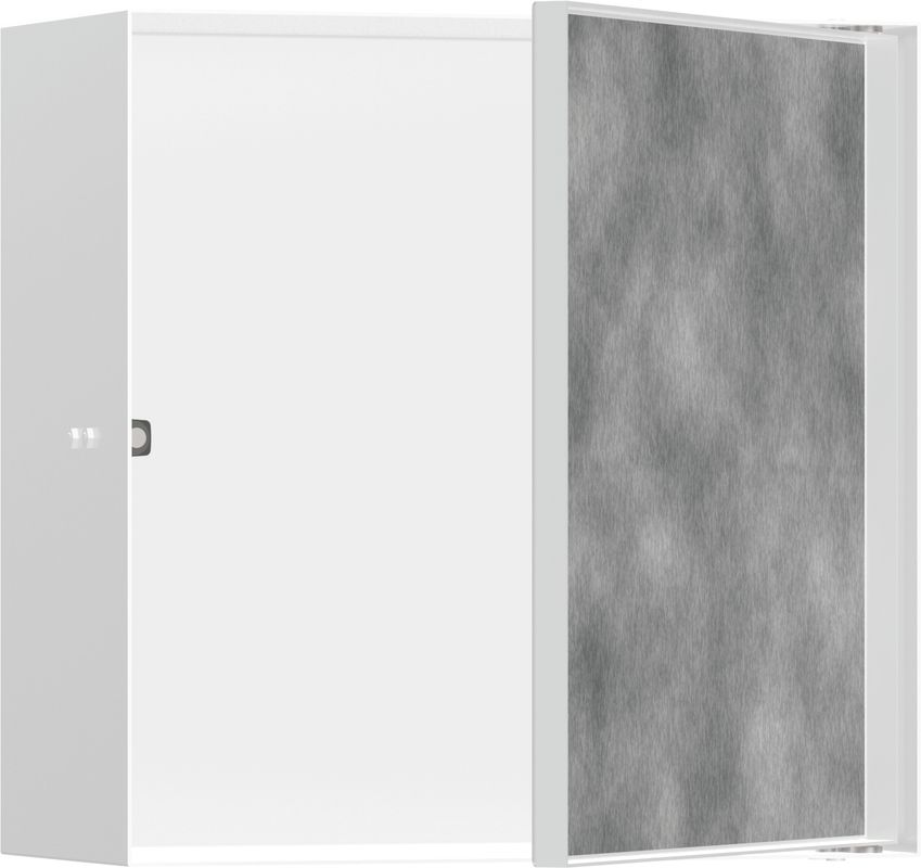 Hansgrohe XtraStoris Rock Wandnische, mit befliesb.Tür 300 x 300 x 140 mm MW, 390 x 390 mm, Farbe weiß Bild 1