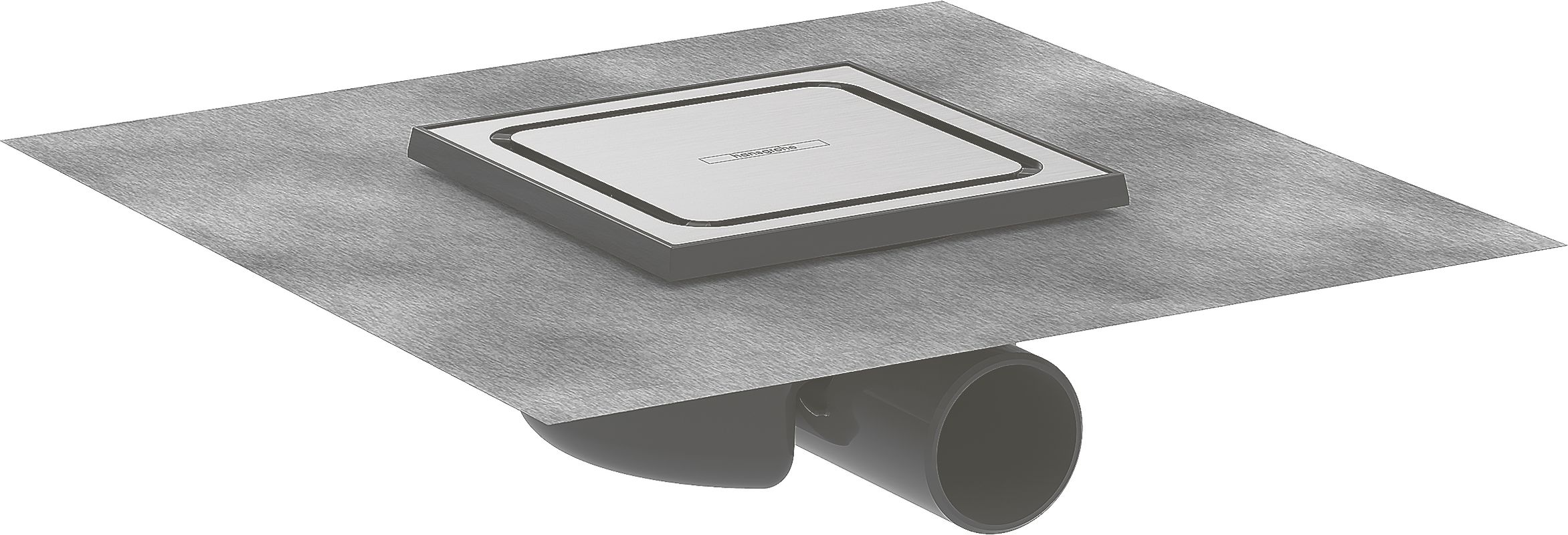 Hansgrohe Komplettset RainDrain Spot 150 x 150 mm Punktablauf u.Installationsset BST, 111 x 226 x 226 mm, Farbe Edelstahl-Optik (silber) Bild 1