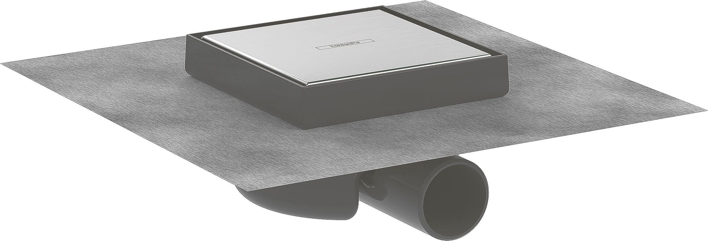 Hansgrohe Komplettset RainDrain Spot 150 x 150 mm Punktablauf befl.u.Installationsset BST, 104 x 226 x 226 mm, Farbe Edelstahl-Optik (silber) Bild 1