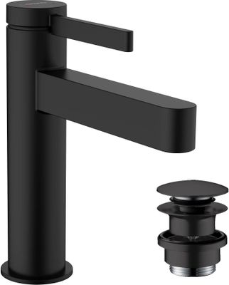 Hansgrohe Waschtischmischer 110 Finoris, mit Push-Open Ablaufgarnitur matt, Farbe schwarz Bild 2