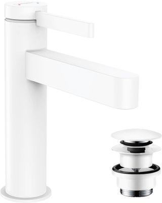 Hansgrohe Waschtischmischer 110 Finoris, mit Push-Open Ablaufgarnitur matt, Farbe weiß Bild 2