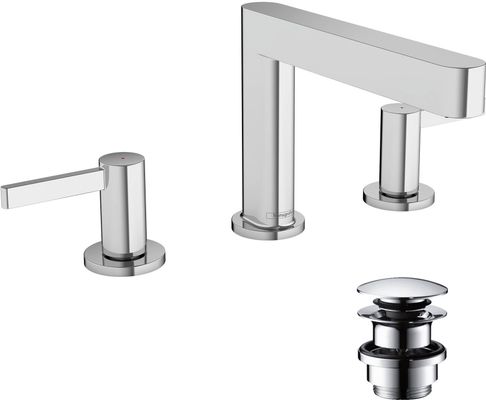 Hansgrohe 3-Loch Waschtischarmatur 110 Finoris, mit Push-Open Ablaufgarnitur, Farbe chrom Bild 2